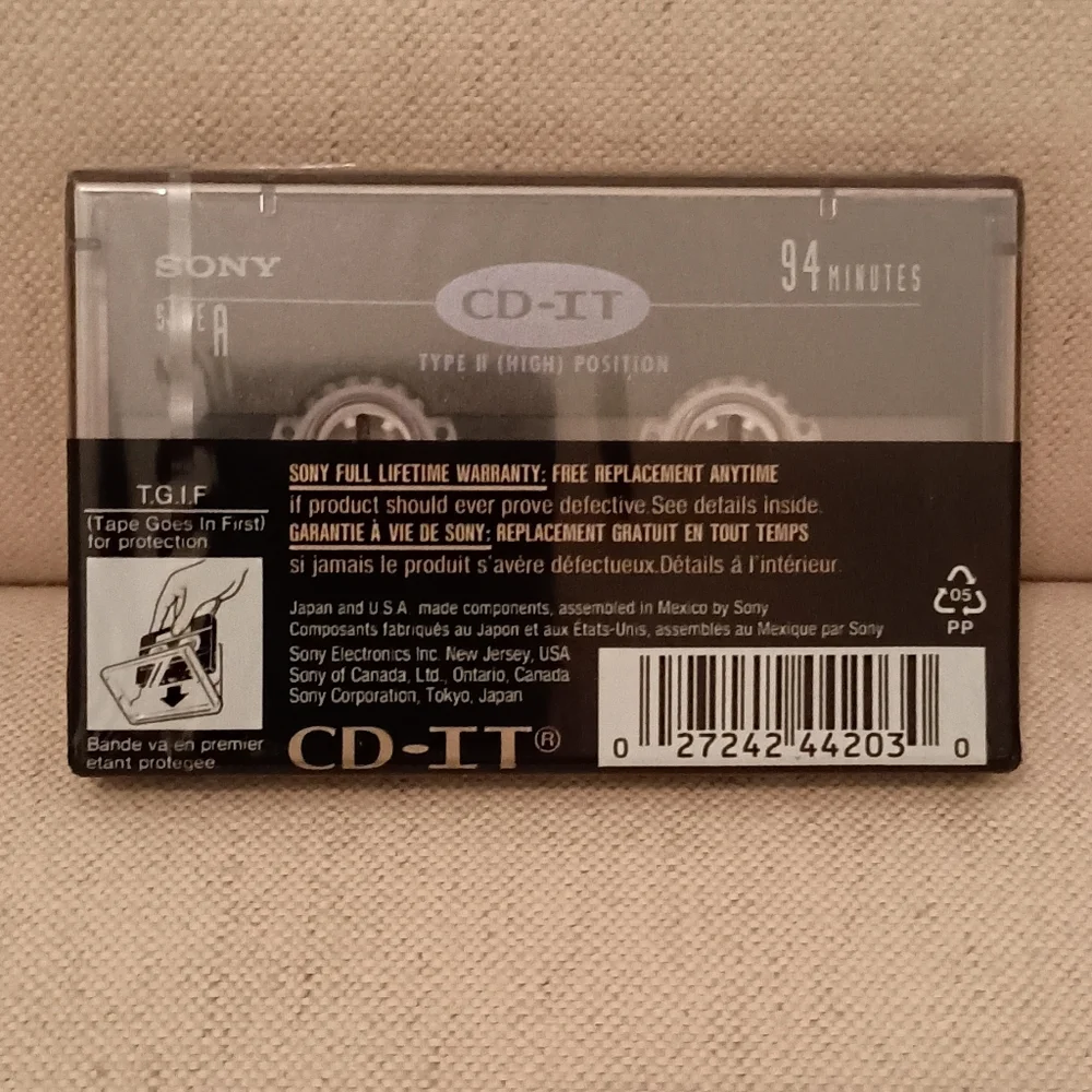 Sony CD- IT 94 Minutes Recording Cassette Tape NWT